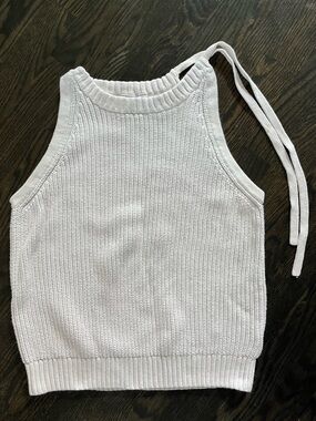 GAP White 100% Cotton Ribbed Knit Sleeveless Tank Top Side Neck Tie Size S
